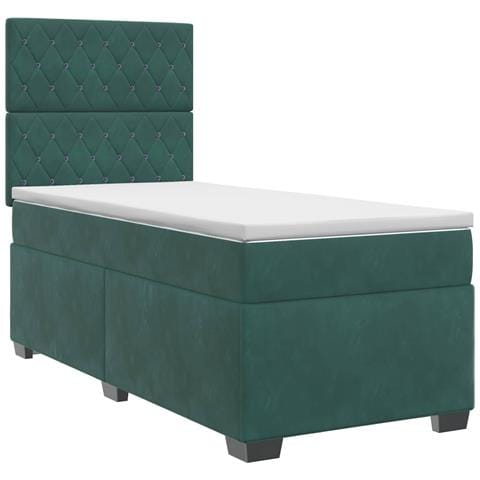 Letto box spring con materasso Verde Scuro 100 x 200 cm Velluto - Foto 1