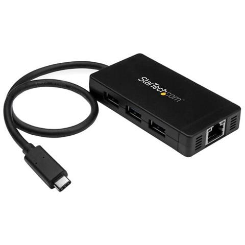 Hub USB 3.0 a 3 porte con USB-C e Ethernet Gigabit - Include Adattatore di Alimentazione - Foto 1