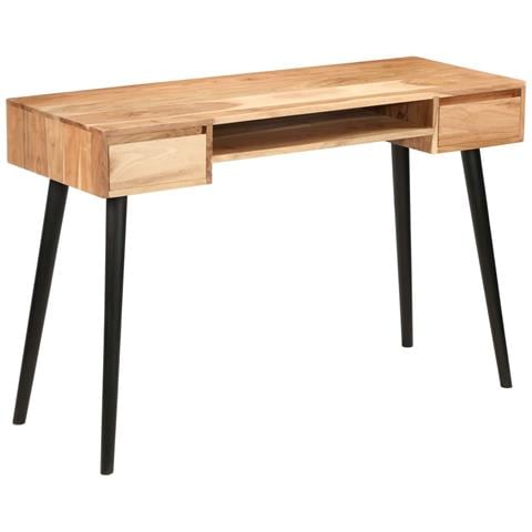 VidaXL Scrittoio In Legno Massello Di Acacia - Scrivania Con Cassetto E Ripiano - Tavolo Consolle Per Studio O Ufficio - 4