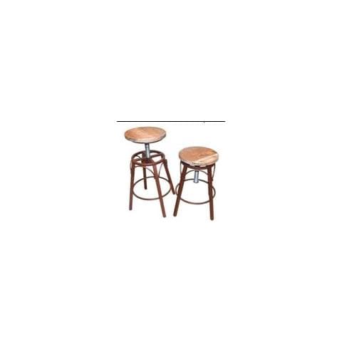 Sgabello Bar Tondo Beam Industriale Con Poggiapiedi I Sgabello Bancone In Legno E Metallo I Sgabello Cucina Altezza Regolabile ca. 70-90 CM Bronzo - Foto 1