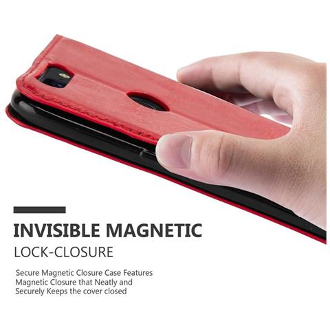 Cadorabo Custodia Compatibile Con Oneplus 5t In Rosso Mela - Coperchio Protettiva Con Chiusura Magnetica, Funzione Stand E Tasca Per Le Carte - Foto 4
