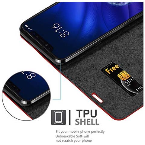 Custodia Compatibile Con Xiaomi Mi 8 Pro In Rosso Mela - Coperchio Protettiva Con Chiusura Magnetica, Funzione Stand E Tasca Per Le Carte - Foto 2