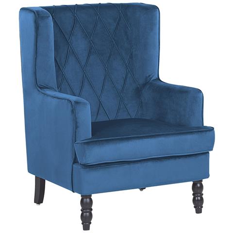 Poltrona In Velluto Blu Con Poggiapiedi Sandset - Foto 15