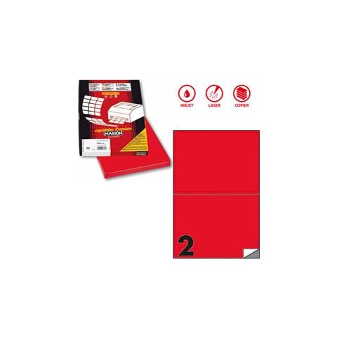 Etichetta Adesiva C / 509 Rosso Fluo 100fg A4 210x148mm (2et / fg) Markin - Foto 1