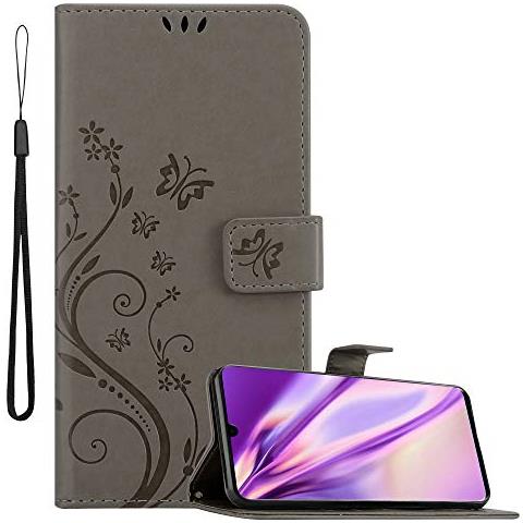 Custodia Compatibile Con Huawei P30 Pro In Grigio Fiore - Coperchio Protettivo In Design Floreale Con Chiusura Magnetica, Funzione Stand E Slot Per Carte - Foto 1