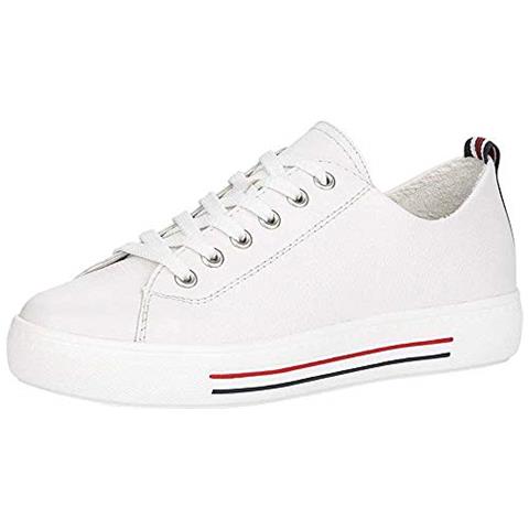 Donna Scarpe Stringate Basse D0900, La Signora Scarpe Da Ginnastica Scarpa Allacciato, Scarpa Da Strada, Scarpa Come Ginnastica, Piattaforma, Bianco, 37 Eu / Uk 4 - Foto 1