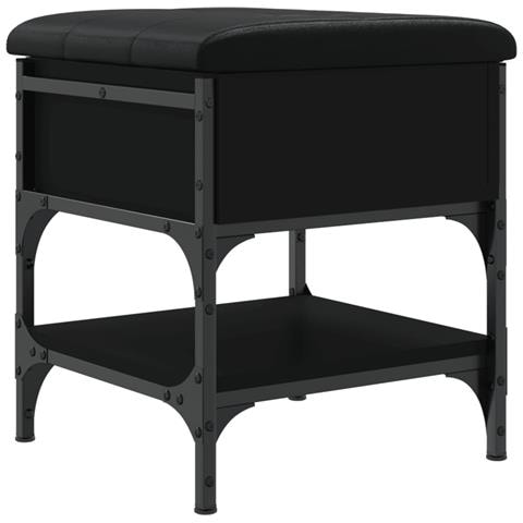 Panca Porta Scarpe Nera 42x42x45 Cm In Legno Multistrato - Foto 2