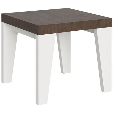 Tavolo Allungabile 90x90/246 Cm Naxy Mix Piano Bianco Frassino - Gambe Noce - Noce /bianco Frassino - Foto 5