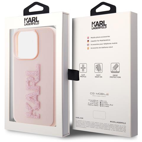 Cover Per Iphone 15 Pro Max 3d Rubber Karl Glitter, Rosa - Foto 3