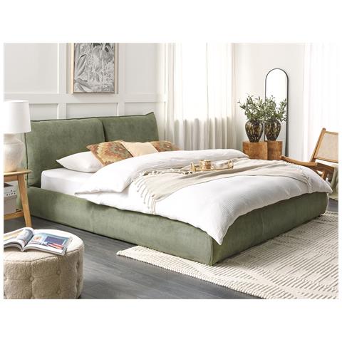 Letto Matrimoniale Velluto A Coste Verde 180 X 200 Cm Vinay - Foto 1