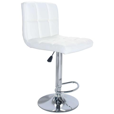 Sgabello Da Interno Bar Regolabile In Altezza Con Struttura In Acciaio E Seduta In Ecopelle Twenty - White - Foto 1