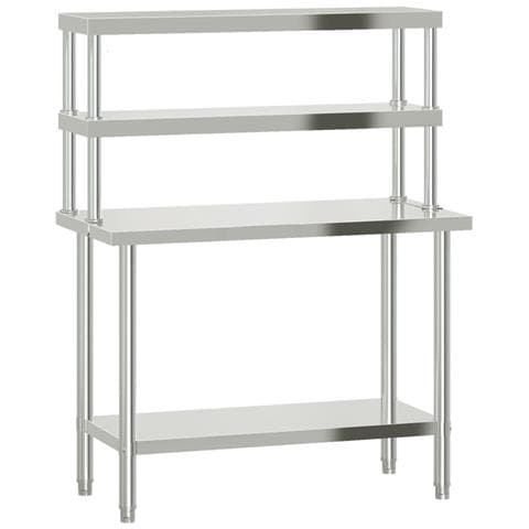 Tavolo Lavoro Cucina con Ripiano 110x55x150 cm Acciaio Inox - Foto 1
