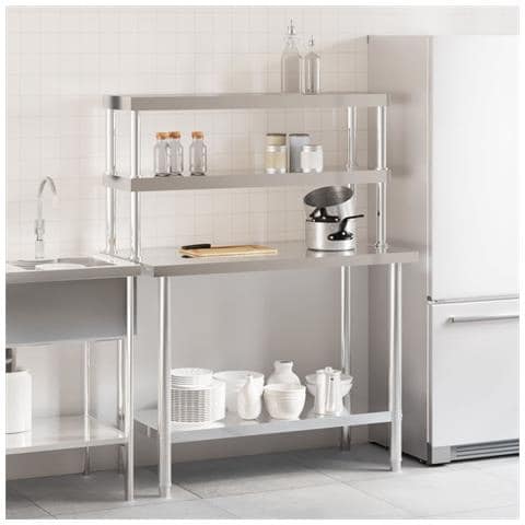 Tavolo Lavoro Cucina con Ripiano 110x55x150 cm Acciaio Inox - Foto 2