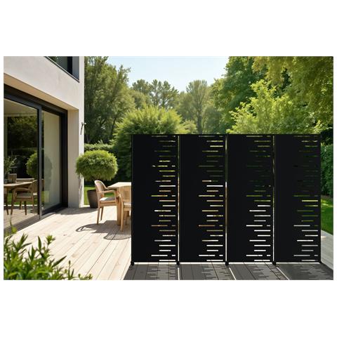 Set Di 3 Pannelli Decorativi Arlberg Nero H.160cm Motivi Lato Destro - Foto 2