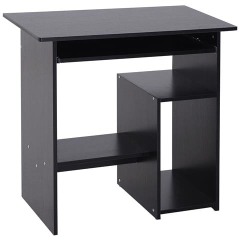 Scrivania PC Moderna in Legno con Ripiano per CPU e Spazio per Tastiera Estraibile, 80x45x75 cm, Nero - Foto 1