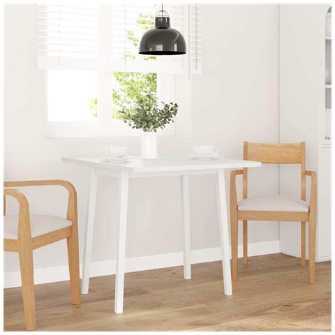 Tavolo Da Pranzo Bianco In Legno Massello Di Hevea - Foto 2