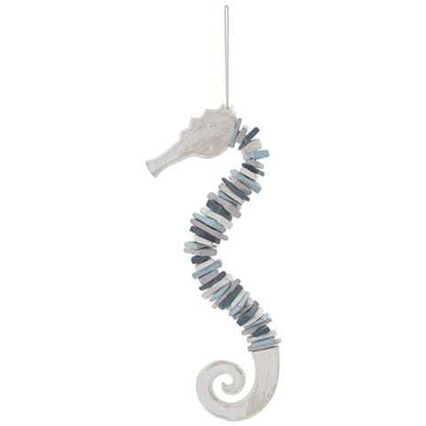 Decorazione In Metallo E Legno Cavalluccio Marino - Multicolore - Legno - 22x6x55 Cm - Foto 1