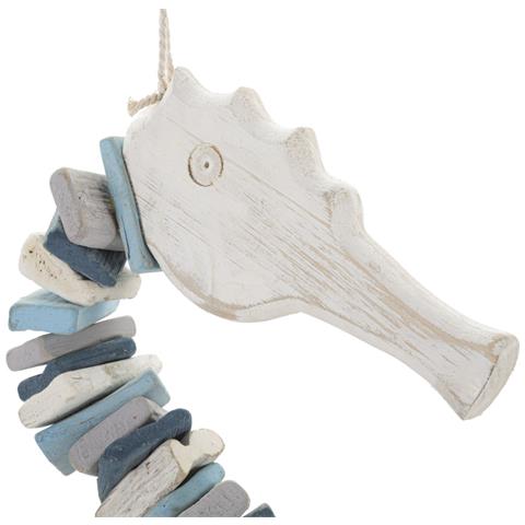 Decorazione In Metallo E Legno Cavalluccio Marino - Multicolore - Legno - 22x6x55 Cm - Foto 2