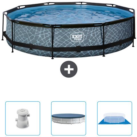 Piscina Fuori Terra - In Giro - 360x360x76 Cm - Grigio - Include Accessori Coordinati Cb88 - Foto 1