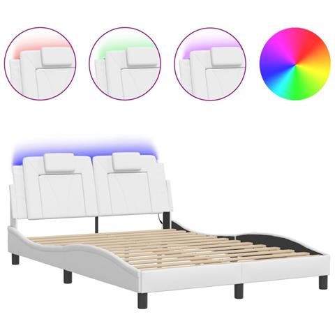 Lusso Casadino - Giroletto Viana Con Led Senza Materasso Bianco 140x190 Cm - Foto 1