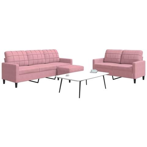 Set di Divani 3 pz con Cuscini rosa in Velluto - Foto 2