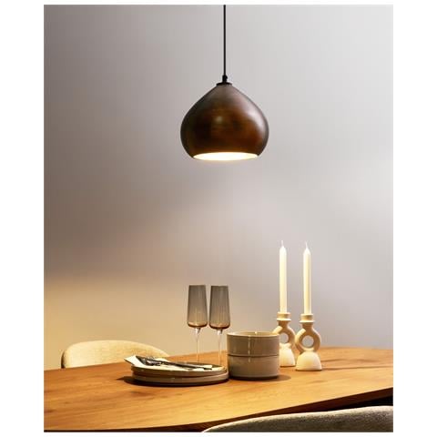 Lampadario Sanyati Legno Di Mango Marrone Scuro - Foto 1