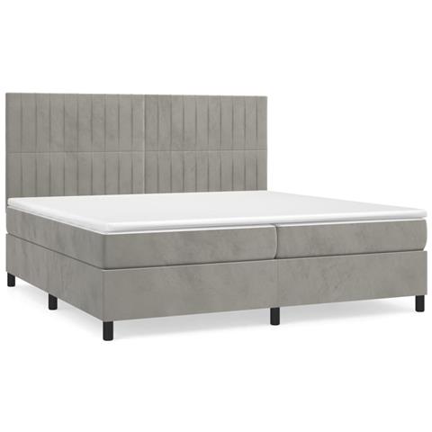 Giroletto a Molle con Materasso Grigio Chiaro 200x200cm Velluto - Foto 1
