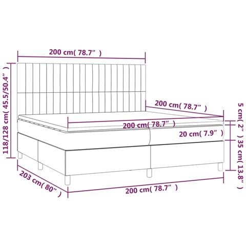 Giroletto a Molle con Materasso Grigio Chiaro 200x200cm Velluto - Foto 6