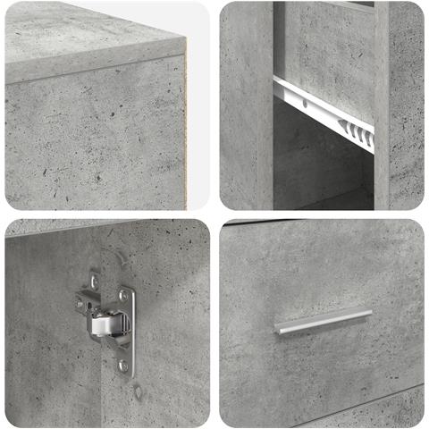 Scrivania Angolare Grigio Cemento 102x88x75 cm Legno ingegnerizzato - Foto 9