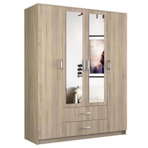 ROMANA 160 SON armadio /guardaroba per camera da letto 11 ripiani 4 porta /porte Quercia - Foto 1