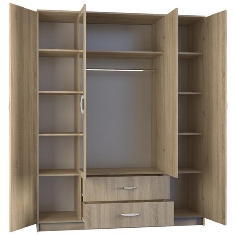 ROMANA 160 SON armadio /guardaroba per camera da letto 11 ripiani 4 porta /porte Quercia - Foto 2