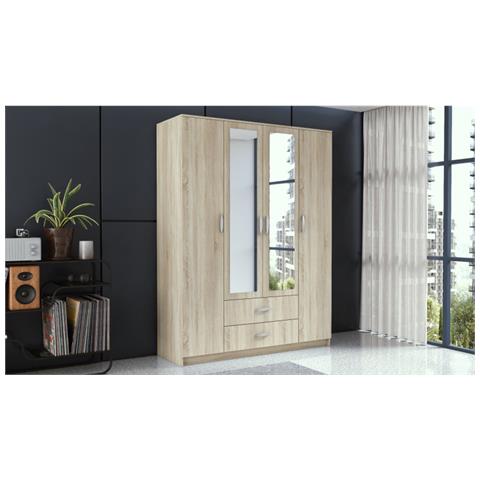 ROMANA 160 SON armadio /guardaroba per camera da letto 11 ripiani 4 porta /porte Quercia - Foto 3