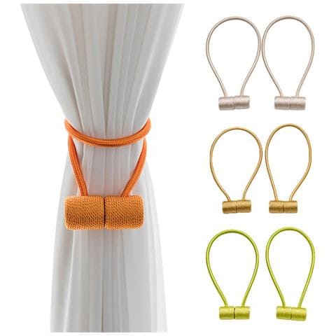 Fermagli Magnetici Per Tende, Supporti Senza Trapano, Corde Decorative (set Da 2) Lightbrown - Foto 3