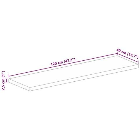 Piano per Tavolo 120x40x2,5cm Rettangolare Legno Massello Mango - Foto 9