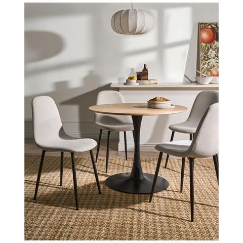 Set Di 4 Sedie Da Pranzo Crandall Tessuto Beige Chiaro - Foto 1