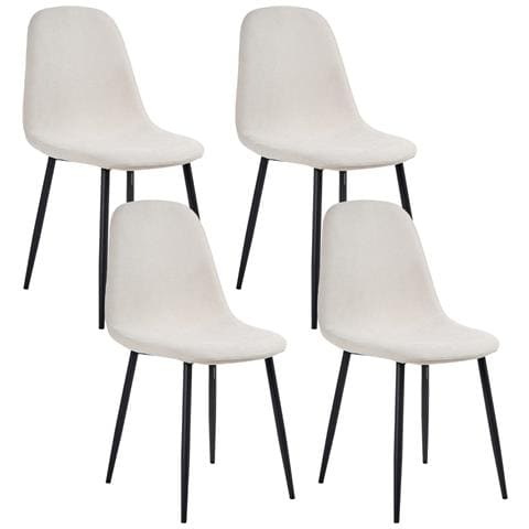 Set Di 4 Sedie Da Pranzo Crandall Tessuto Beige Chiaro - Foto 2
