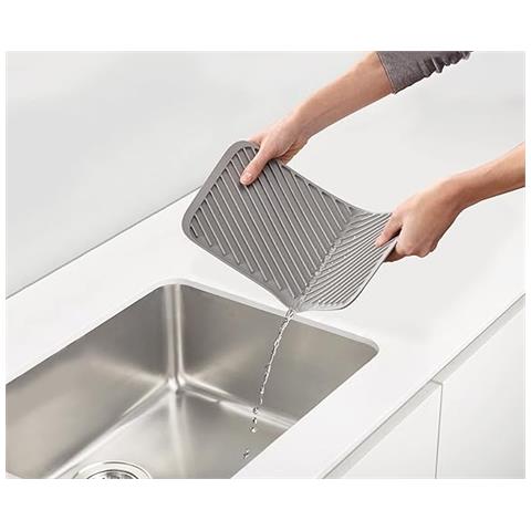 Scolapiatti Pieghevole Duo Scolapiatti Da Cucina Drenaggio Efficiente Per Stoviglie E Utensili Base Antiscivolo Design Pieghevole Colore Grigio - Foto 2