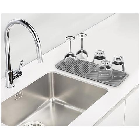 Scolapiatti Pieghevole Duo Scolapiatti Da Cucina Drenaggio Efficiente Per Stoviglie E Utensili Base Antiscivolo Design Pieghevole Colore Grigio - Foto 5