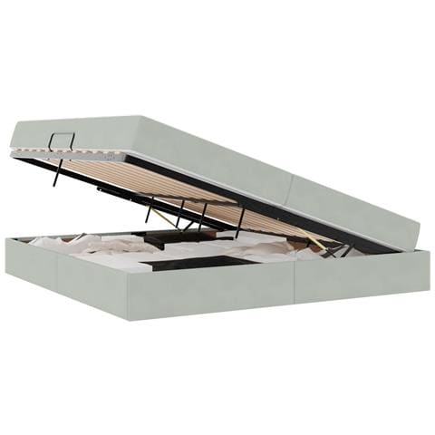 Letto con contenitore e materasso Grigio chiaro 200 x 200 cm - Foto 1