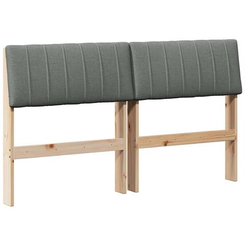 Testiera imbottita Grigio scuro 140 cm Pino massello - Foto 1