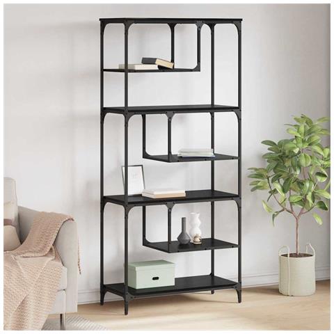 Libreria Rovere nero 81 x 36 x 176 cm Legno multistrato - Foto 2