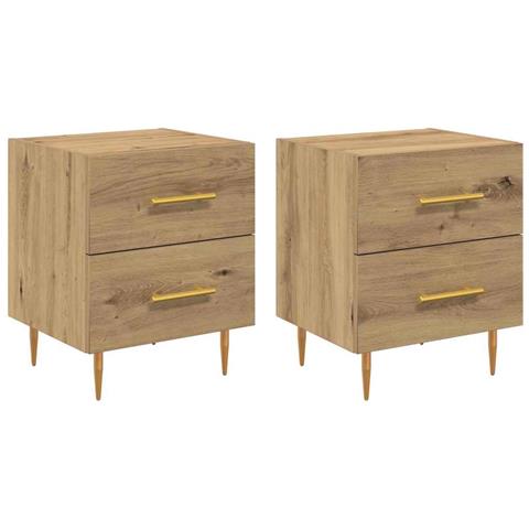 Armadio da Notte 2 pcs Rovere artigianale 40 x 35 x 47,5 cm - Foto 1