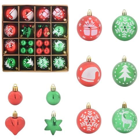 Set di Palle di Natale 40 pcs Rosso e Verde Plastica - Foto 1
