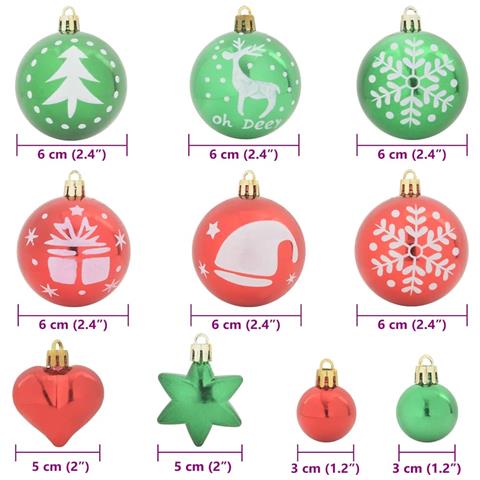Set di Palle di Natale 40 pcs Rosso e Verde Plastica - Foto 7