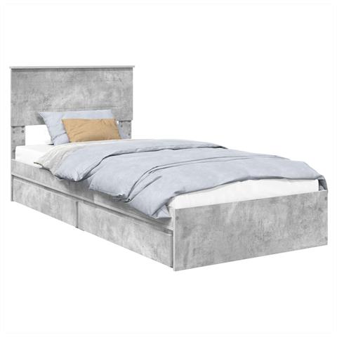 Letto con Contenitore con testiera Grigio cemento 90 x 200 cm - Foto 1