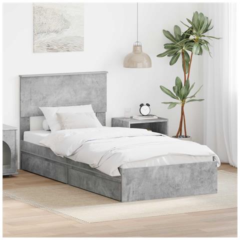 Letto con Contenitore con testiera Grigio cemento 90 x 200 cm - Foto 2