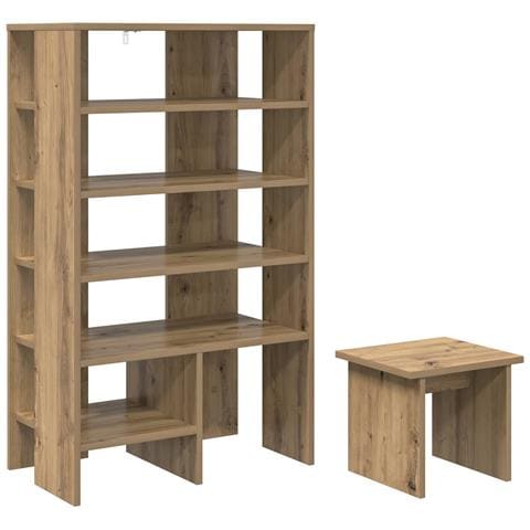 Mobile per scarpe 2 pcs Rovere artigianale Legno multistrato - Foto 1