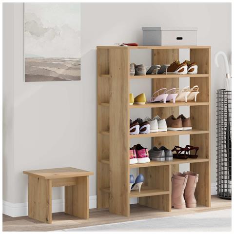 Mobile per scarpe 2 pcs Rovere artigianale Legno multistrato - Foto 2