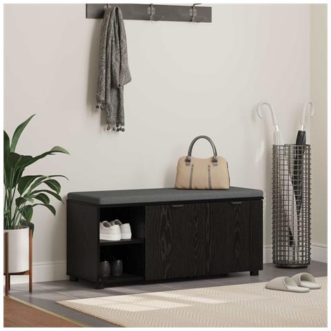 Panca per ingresso con cuscino Rovere Nero 100 x 38 x 46 cm - Foto 2