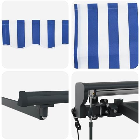 Tettuccio Elettrico Retrattile Blu, Bianco, Antracite 4 × 3 m - Foto 9